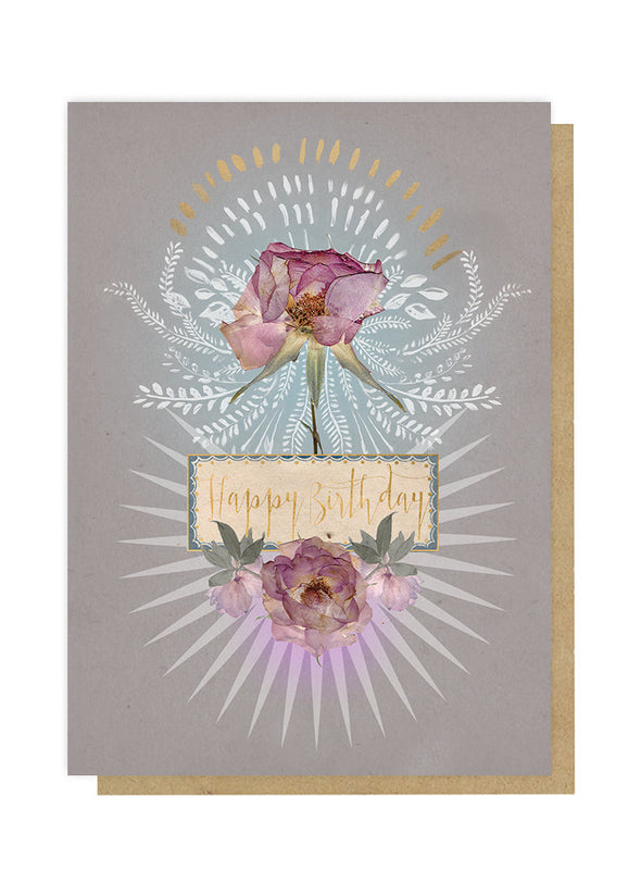 pressed rose papaya greeting card